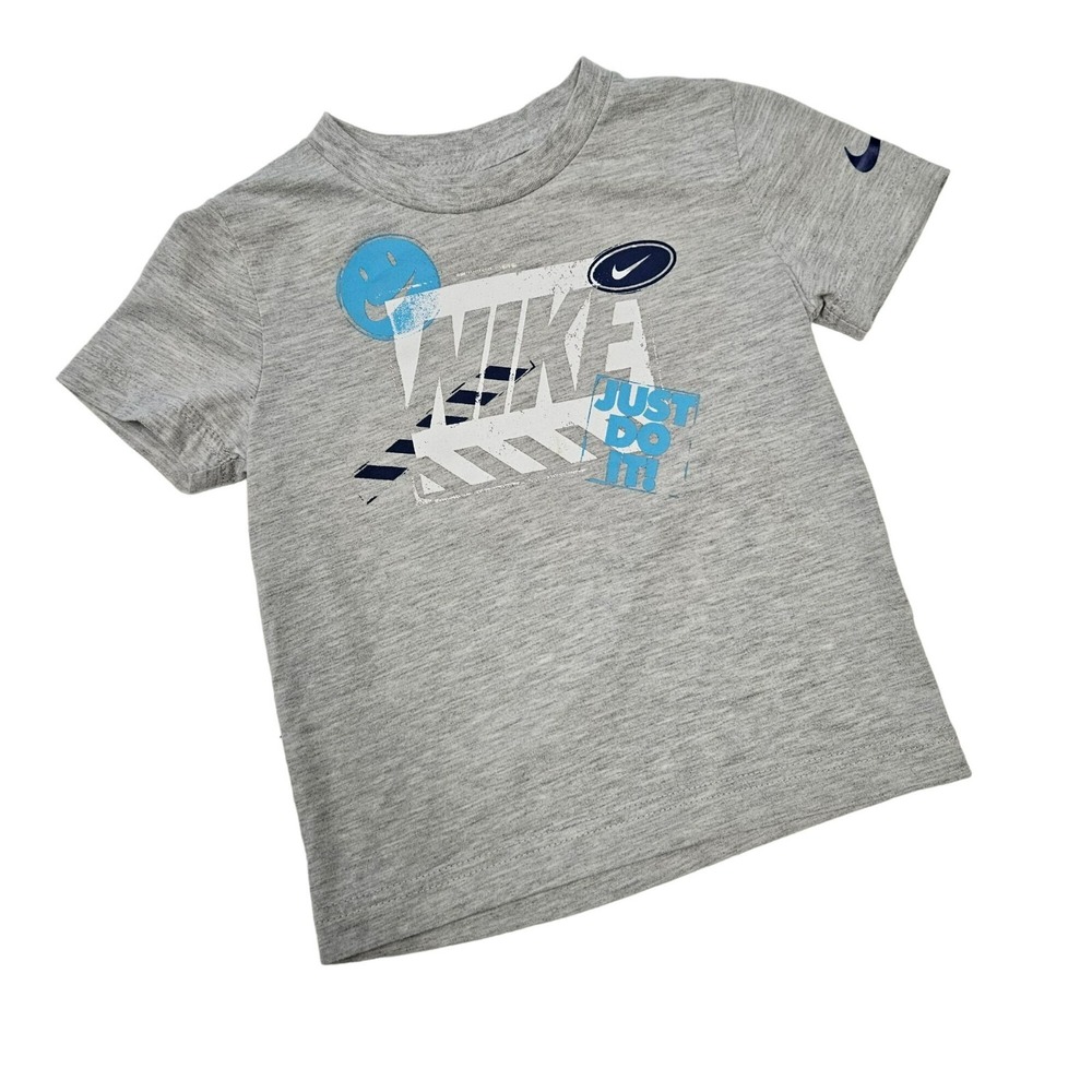 Nike Kids Tee 2-3 Years Gray "Just Do It" Graphic Short Sleeve‎ Swoosh 3T